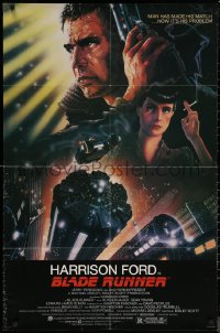 6h0679 BLADE RUNNER studio style 1sh 1982 Ridley Scott, Alvin art of Harrison Ford & cast!