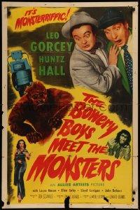 6h0694 BOWERY BOYS MEET THE MONSTERS 1sh 1954 Huntz Hall & Leo Gorcey with wacky ape!