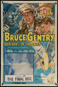 6h0704 BRUCE GENTRY DAREDEVIL OF THE SKIES chapter 15 1sh 1949 Tom Neal serial, The Final Disc!