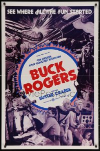 6h0707 BUCK ROGERS 1sh R1966 Buster Crabbe sci-fi serial, see where all the fun started!