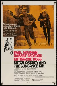 6h0713 BUTCH CASSIDY & THE SUNDANCE KID style B 1sh 1969 Paul Newman, Robert Redford, Ross!