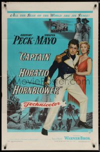 6h0726 CAPTAIN HORATIO HORNBLOWER 1sh 1951 Gregory Peck with sword & pretty Virginia Mayo!