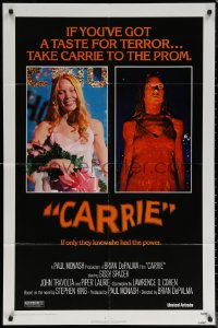 6h0729 CARRIE 1sh 1976 Stephen King, Sissy Spacek before and after her bloodbath at the prom!