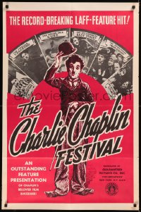 6h0735 CHARLIE CHAPLIN FESTIVAL 1sh R1960s comedy shorts, everybody thought he was a tramp!