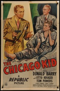6h0739 CHICAGO KID 1sh 1945 art of Don Red Barry pointing gun at Lynne Roberts, ultra rare!