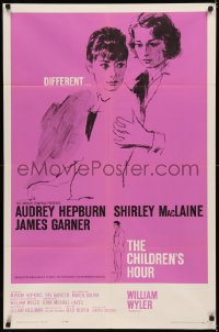 6h0741 CHILDREN'S HOUR 1sh 1962 art of Audrey Hepburn, Shirley MacLaine & James Garner, Wyler!