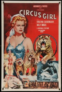 6h0746 CIRCUS GIRL 1sh 1956 cool art of sexy Kristina Soederbaum with circus tigers & elephants!