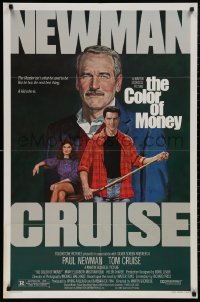6h0760 COLOR OF MONEY 1sh 1986 Robert Tanenbaum art of Paul Newman & Tom Cruise playing pool!