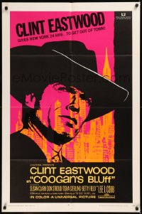 6h0769 COOGAN'S BLUFF 1sh 1968 art of Clint Eastwood in New York City, directed by Don Siegel!