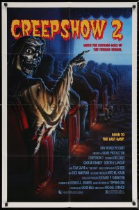 6h0775 CREEPSHOW 2 1sh 1987 Tom Savini, great Winters artwork of skeleton Creep in theater!