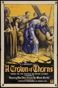 6h0781 CROWN OF THORNS 1sh 1928 great artwork of Jesus Christ carrying his own cross, ultra rare!