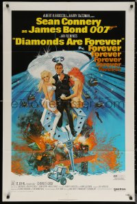 6h0810 DIAMONDS ARE FOREVER 1sh 1971 McGinnis art of Sean Connery as James Bond 007 w/sexy ladies!