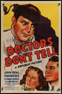 6h0816 DOCTORS DON'T TELL 1sh 1941 Jacques Tourneur, Beal, art of smoking shadowy gun, ultra rare!