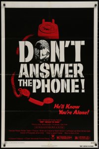 6h0819 DON'T ANSWER THE PHONE 1sh 1980 Nicholas Worth will know you're alone, sexy horror!