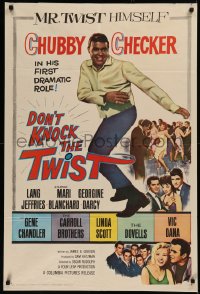 6h0821 DON'T KNOCK THE TWIST 1sh 1962 full-length image of dancing Chubby Checker, rock & roll!