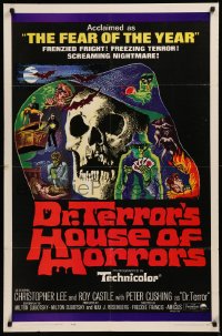 6h0830 DR. TERROR'S HOUSE OF HORRORS 1sh 1965 Christopher Lee, cool horror montage art!