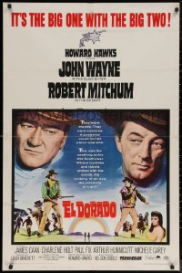 6h0844 EL DORADO 1sh 1967 John Wayne, Robert Mitchum, Howard Hawks, big one with the big two!