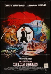 6h1071 LIVING DAYLIGHTS English 1sh 1987 Timothy Dalton as James Bond, art montage by Brian Bysouth!