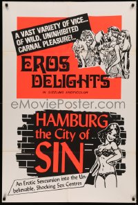 6h0857 EROS DELIGHTS/HAMBURG THE CITY OF SIN 1sh 1970s uninhibited pleasure in sizzling eroticolor!