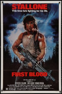 6h0878 FIRST BLOOD studio style 1sh 1982 artwork of Sylvester Stallone as John Rambo by Drew Struzan!