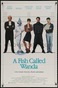 6h0879 FISH CALLED WANDA 1sh 1988 John Cleese, Jamie Lee Curtis, Kline & Palin in police line up!