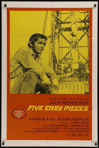 6h0882 FIVE EASY PIECES 1sh 1970 great close up of Jack Nicholson, directed by Bob Rafelson!