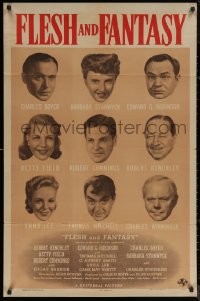6h0888 FLESH & FANTASY style D 1sh 1943 Edward G. Robinson, Barbara Stanwyck, Boyer & 7 others!