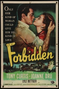6h0894 FORBIDDEN 1sh 1954 only Joanne Dru could give Tony Curtis his kind of love!