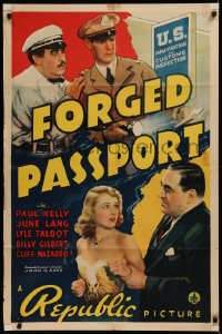 6h0895 FORGED PASSPORT 1sh 1939 Paul Kelly, June Lang, U.S. Immigration & Customs Inspection!