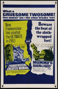 6h0901 FRANKENSTEIN CREATED WOMAN/MUMMY'S SHROUD 1sh 1967 Hammer horror double bill!