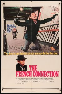 6h0904 FRENCH CONNECTION int'l 1sh 1971 Gene Hackman in movie chase climax spoiler, William Friedkin!