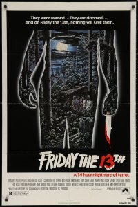 6h0906 FRIDAY THE 13th 1sh 1980 great Alex Ebel art, slasher classic, 24 hours of terror!