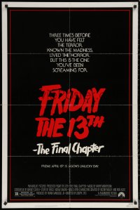 6h0907 FRIDAY THE 13th - THE FINAL CHAPTER 1sh 1984 Part IV, slasher sequel, Jason's unlucky day!