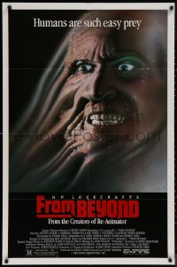 6h0911 FROM BEYOND 1sh 1986 H.P. Lovecraft, wild sci-fi horror image, humans are such easy prey!