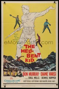 6h0912 FROM HELL TO TEXAS 1sh 1958 cool full-length art of Don Murray w/rifle, Diane Varsi, Man Hunt