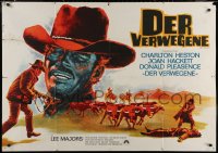 6h0177 WILL PENNY German 33x47 1968 art cowboy Charlton Heston and stampede by Lutz Peltzer!