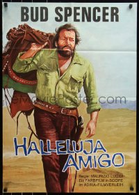 6h0212 IT CAN BE DONE, AMIGO German 1972 Lutz Peltzer art of Bud Spencer carrying saddle!