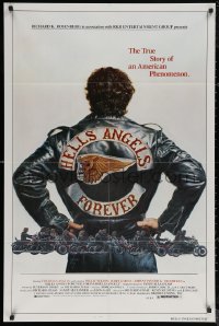 6h0974 HELLS ANGELS FOREVER 1sh 1983 cool art of biker gang on motorcycles by Charles Lilly!