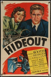 6h0978 HIDEOUT 1sh 1949 cool film noir artwork of Lloyd Bridges & Adrian Booth!
