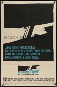 6h1010 IN HARM'S WAY 1sh 1965 Otto Preminger, classic Saul Bass pointing hand artwork!