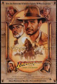 6h1014 INDIANA JONES & THE LAST CRUSADE advance 1sh 1989 Ford/Connery over a brown background by Drew