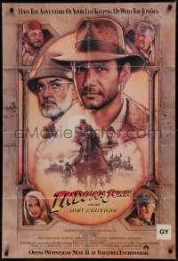 6h1015 INDIANA JONES & THE LAST CRUSADE int'l advance 1sh 1989 art of Ford & Connery by Drew!