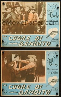 6h0123 CYCLONE RANGER set of 2 Italian 10x12 pbustas 1935 Bill Cody, Nina Quartero, cowboy western!