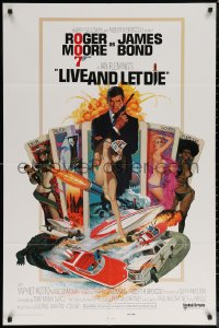 6h1069 LIVE & LET DIE East Hemi 1sh 1973 Robert McGinnis art of Roger Moore as James Bond!