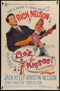 6h1083 LOVE & KISSES 1sh 1965 Ricky Nelson playing guitar, not rock & roll but Rick & roll!