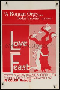 6h1084 LOVE FEAST 23x35 1sh 1969 Heather Starr, Casey Larrain & Ed Wood!