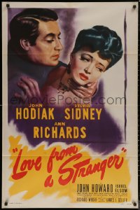 6h1085 LOVE FROM A STRANGER 1sh 1947 John Hodiak, Sylvia Sidney, a fatal fascination!