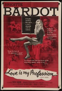 6h1086 LOVE IS MY PROFESSION 1sh 1959 Georges Simoneon's En Cas de Malheur, sexy Brigitte Bardot!