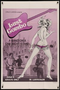 6h1093 LUST COMBO 1sh 1970 sexy rock 'n' roll, a band on a one night stand, guitar title art!