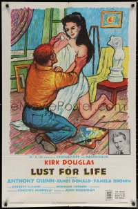 6h1094 LUST FOR LIFE 1sh 1956 wonderful artwork of Kirk Douglas as artist Vincent Van Gogh!